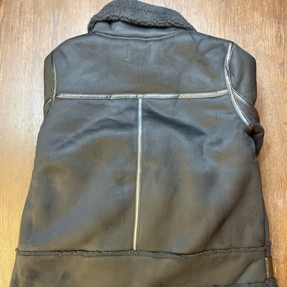 BLACK FAUX FUR SUEDE MOTO JACKET BIKER COAT - Picture 6 of 15